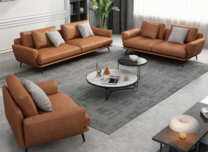 Upholstered Couches Fabric Luxurious Living Room Sofa Set 3+2+1 Set Leather